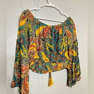 Band of Gypsy Off-Shoulder Top - Multicolor, very pretty NWT size Large casual